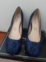 Usado, Zapato Taco, Color Azul Marino Con Negro, Talla 38,5 segunda mano  Chile 