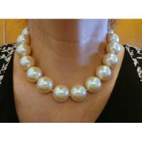 Collar Perlas Grandes Vintage Broche Dorado, usado segunda mano  Chile 