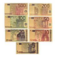 Set De 7 Billetes De Euro, Enchapados En Oro Análogo.  Jp segunda mano  Chile 