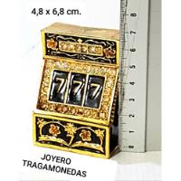 Usado, Joyero Metal Vintage Forma Tragamonedas 4,8x6,8 Cm. Dorado. segunda mano  Chile 