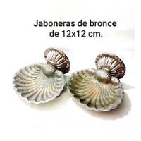 2 Jaboneras Antiguas De Bronce 12x12 Cm. Artesanía Chilena. segunda mano  Chile 