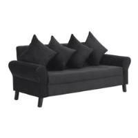 Sillón Living Sofá Mueble Futón Negro De Felpa Con 4 Cojines, usado segunda mano  Chile 