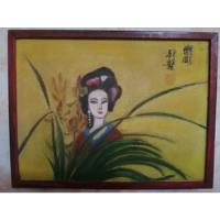 Cuadro Pintura En Tela Sobre Madera China Fengshui Vintage  segunda mano  Chile 