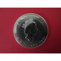Usado, Moneda Canada Reina Isabel 5 Dolares Plata 1 Onza 1991 segunda mano  Chile 