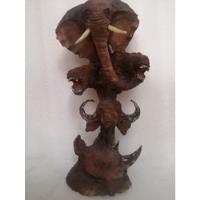 Estatua Africana Tallada Madera Antigua Vintage Elefante  segunda mano  Chile 