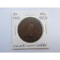 Antigua Moneda China 50 Ctvs Cobre Año 1927 Muy Escasa, usado segunda mano  Chile 
