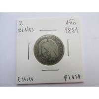 Gran Moneda Chile 2 Reales Rompiendo Cadenas Plata Año 1851, usado segunda mano  Chile 