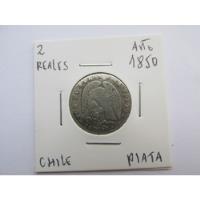 Gran Moneda Chile 2 Reales Rompiendo Cadenas Plata Año 1850, usado segunda mano  Chile 