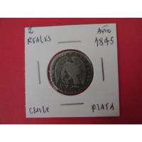 Gran Moneda Chile 2 Reales Rompiendo Cadenas Plata Año 1845, usado segunda mano  Chile 