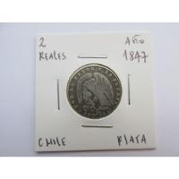Gran Moneda Chile 2 Reales Rompiendo Cadenas Plata  1847  segunda mano  Chile 