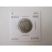 Gran Moneda Chile 2 Reales Rompiendo Cadenas Plata Año 1848, usado segunda mano  Chile 