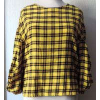 Blusa Zara Escocés Amarilla Mangas Abullonadas, usado segunda mano  Chile 
