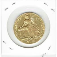 Moneda Chilena De 1841, Enchapada En Oro (repro).  Jp segunda mano  Chile 