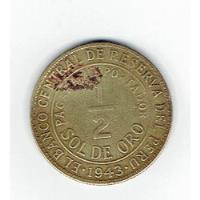 Moneda Del Perú, 1/2 Sol De Oro, 1943.  Jp segunda mano  Chile 